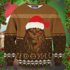 Chewbacca Star Wars Sweater, Kiss A Wookiee Unisex Wool Knitted 3D Sweater