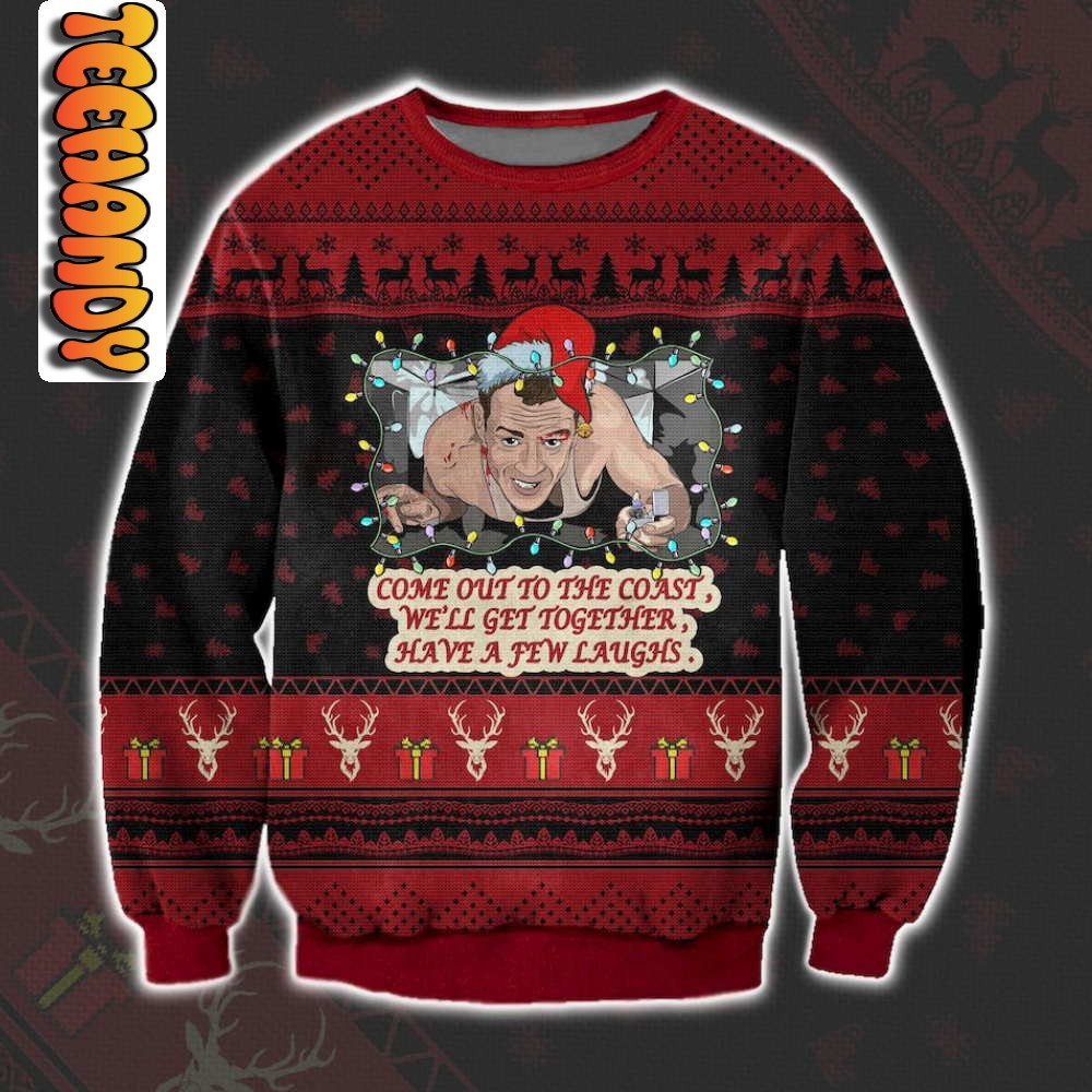 DIE HARD Come out to the Coast Christmas Ugly Sweater