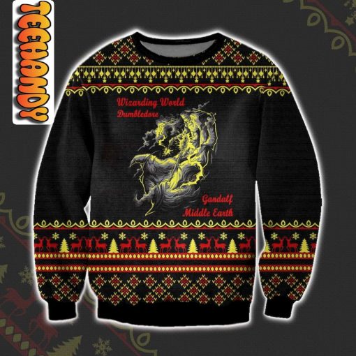 Dumbledore and Gandalf Harry Potter and Lord of the Rings Mashup Ugly Sweater