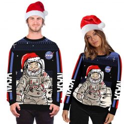 Funny Santa Claus Astronaut Ugly Christmas Sweater