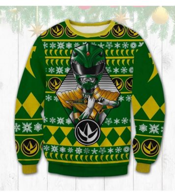 Green Power Rangers Ugly Christmas Sweater