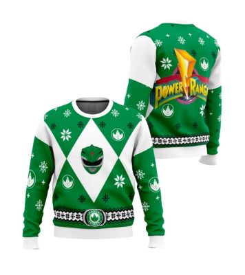 Green Rangers Ugly Christmas Sweater, Power Rangers Green Ugly Christmas Sweater