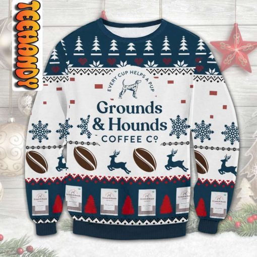 Grounds And Hounds Coffee Christmas Sweater