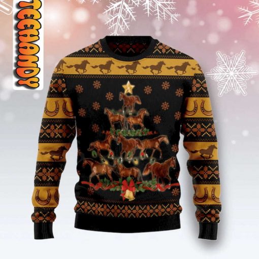 Horses Christmas Tree Ugly Christmas Sweater