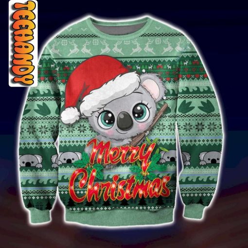 Koala Green Leaf Ugly Christmas Sweater