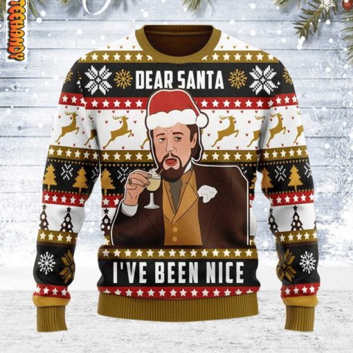 Meme Leo Dear Santa I’ve Been Nice Ugly Knitted Christmas Sweater