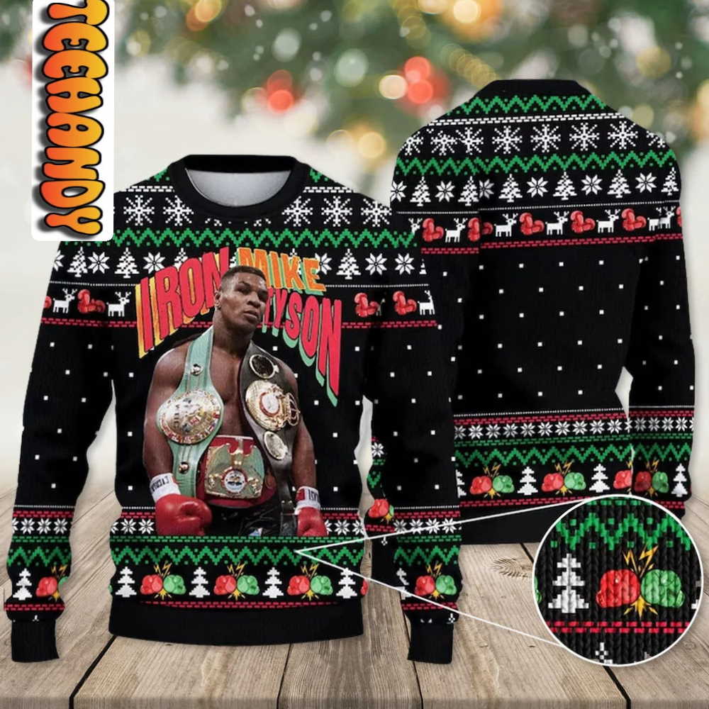 Mike Tyson Ugly Christmas Sweater, Iron Mike Tyson Christmas Sweater