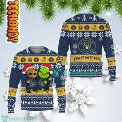 Milwaukee Brewers Baby Groot And Grinch Best Friends Ugly Christmas Sweater