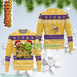 Minnesota Vikings Baby Groot And Grinch Best Friends Ugly Christmas Sweater