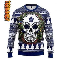 NHL Toronto Maple Leafs Skull Flower Christmas Ugly Christmas Sweater