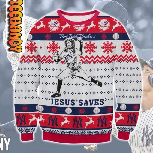 New York Yankees Jesus Saves Ugly Christmas Sweater