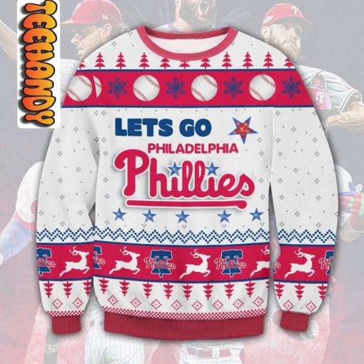 Pink Let’s Go Philadelphia Phillies Ugly Christmas Sweater