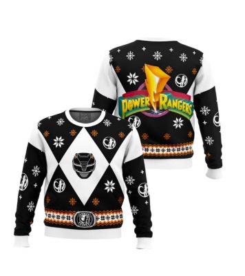 Power Rangers Ugly Christmas Sweater, Mighty Morphin Power Rangers Black Ugly Christmas Sweater