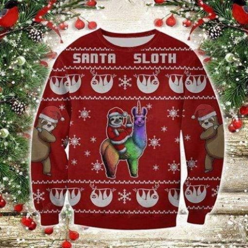 Santa Sloth Ugly Christmas Sweater