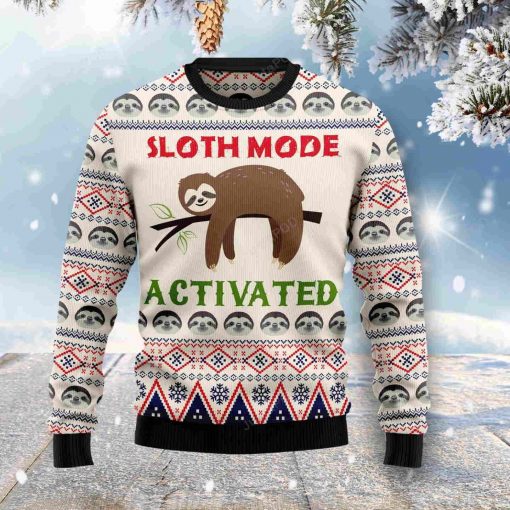 Sloth Mode Activated Ugly Christmas Sweater