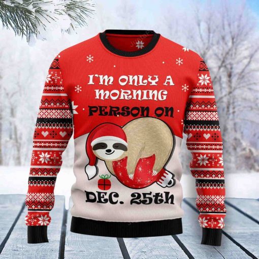 Sloth Morning Ugly Christmas Sweater