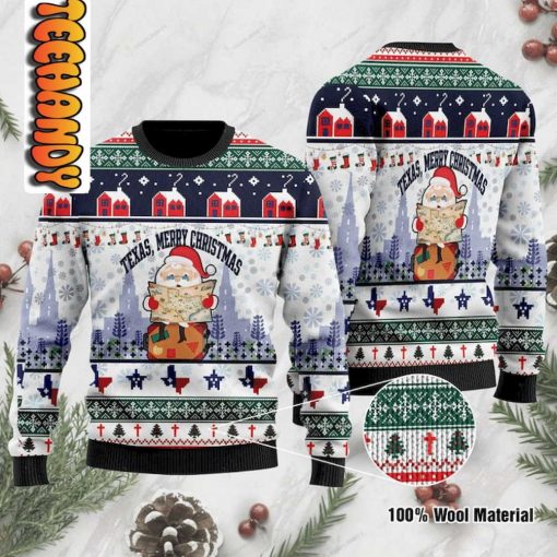 Texas Merry Christmas Jesus Santa Claus Ugly Christmas Sweater