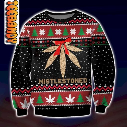 Weed Mistlestoned Ugly Christmas Sweater