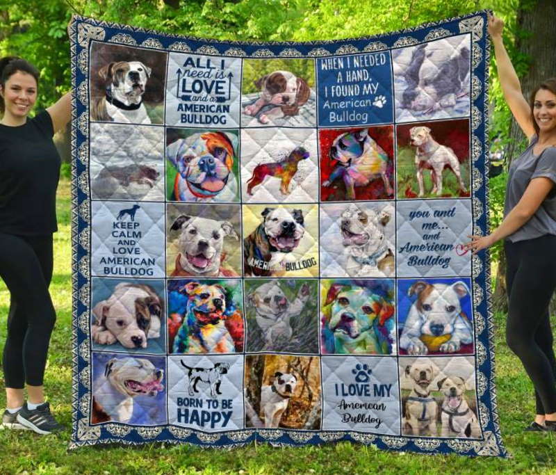 American Bulldog 3D Quilt Blanket