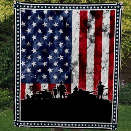 American Military Patriotic Veteran Quilt Blanket