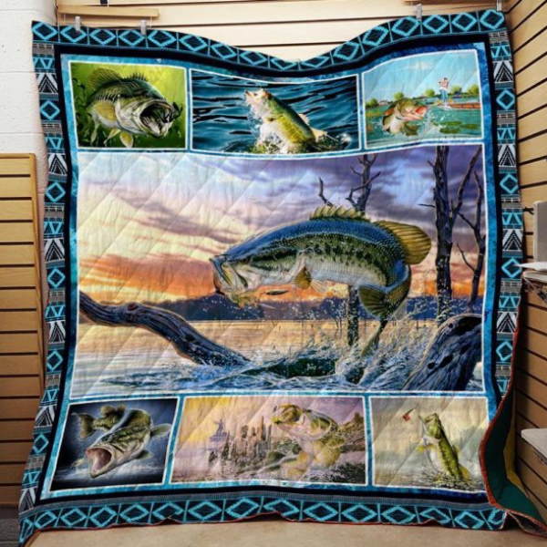 Bass Fishing Washable Handmade 3D Quilt Blanket