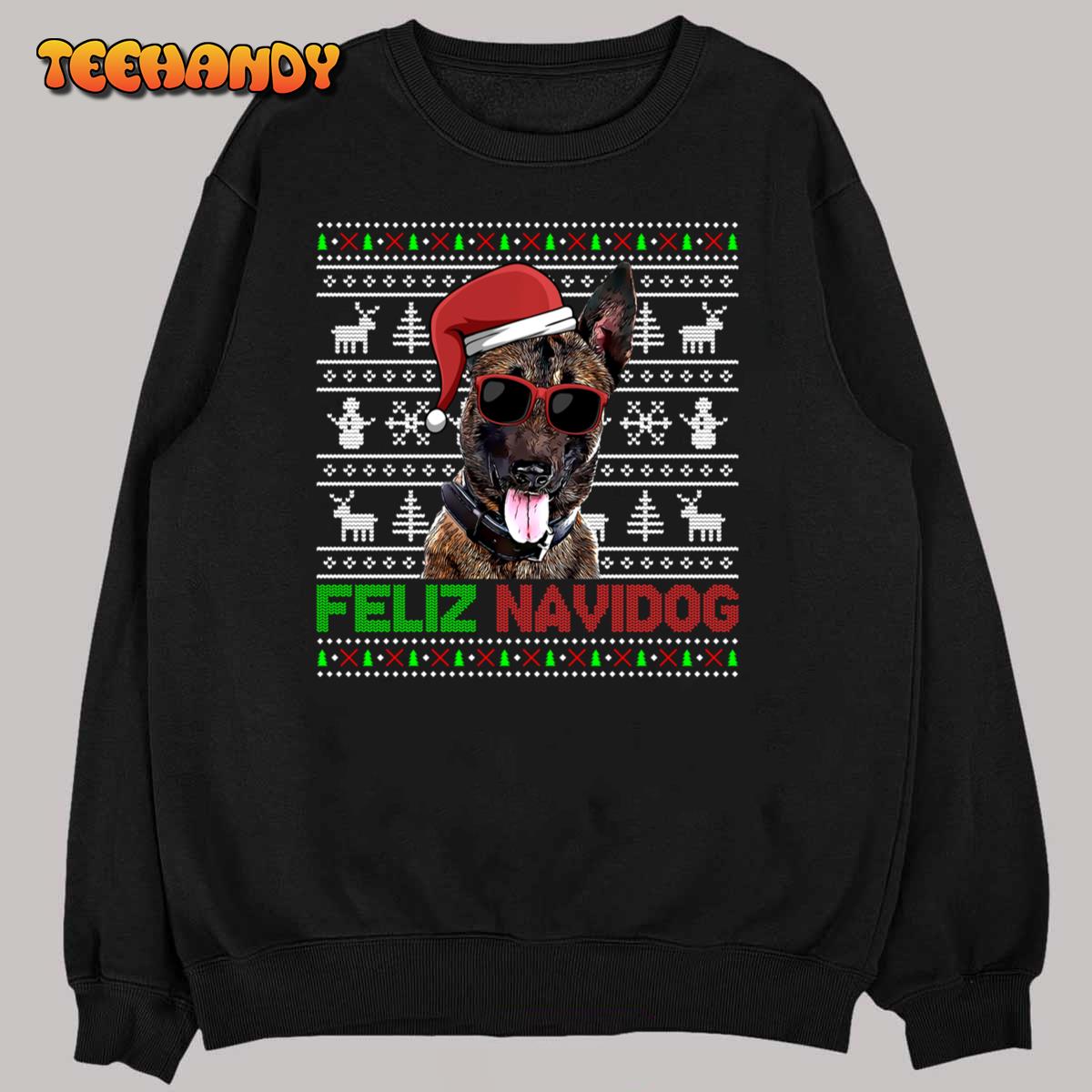 Belgian Malinois Dog Feliz Navidog Funny Christmas Sweatshirt