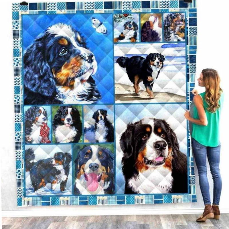 Bernese Mountain Missing You Quilt Blanket