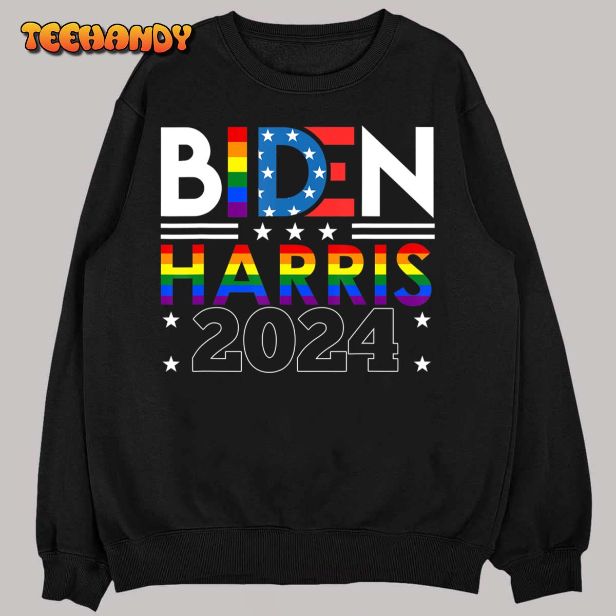 Biden Harris 2024 Rainbow Flag Gay Pride LGBT Democrat T-Shirt