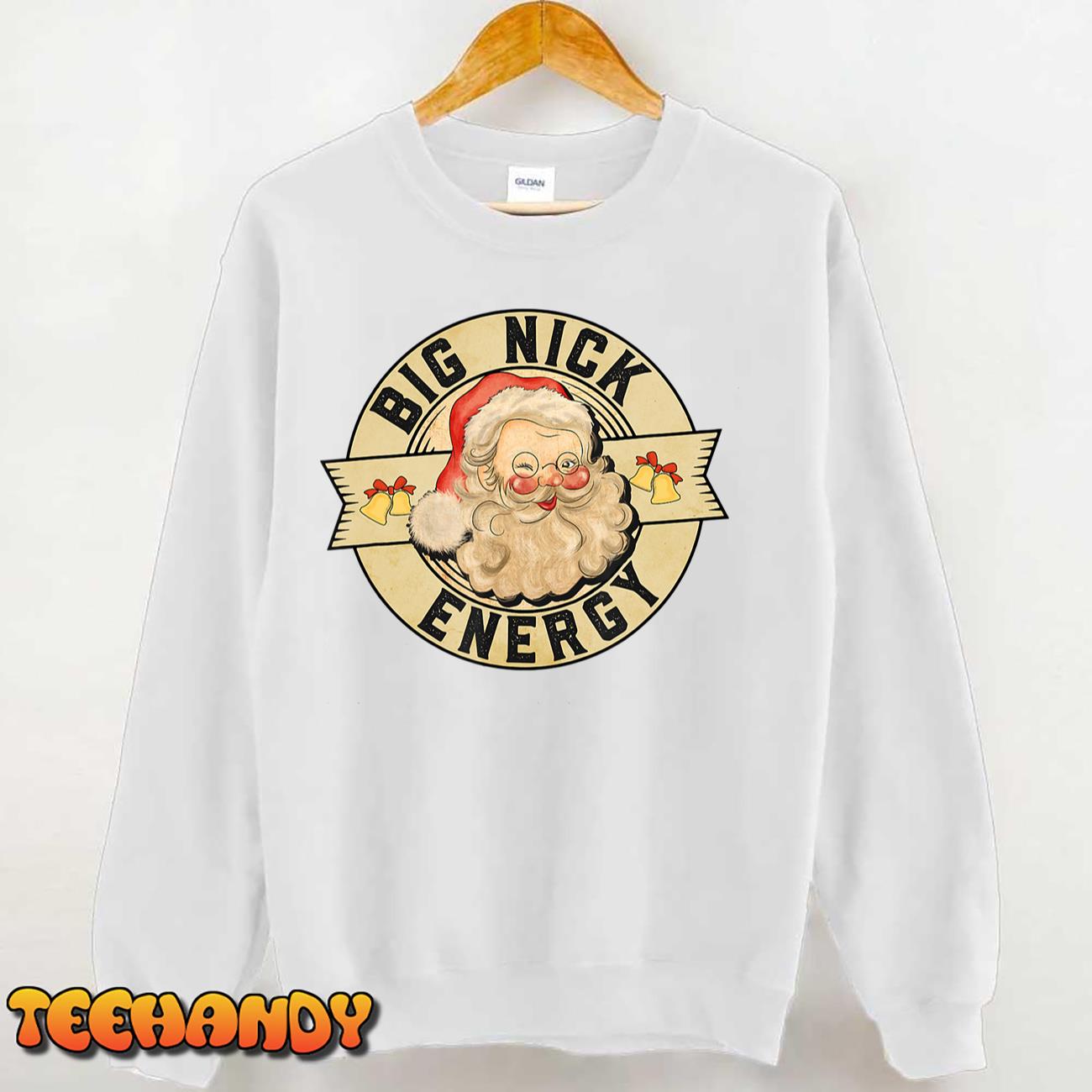 Big Nick Energy, Funny Vintage Santa Claus Wink Christmas T-Shirt