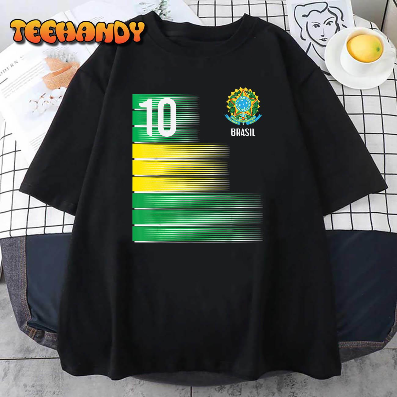 Brasil Flag Number 10 Brazil Soccer Men Women Boys Girl Kids T-Shirt