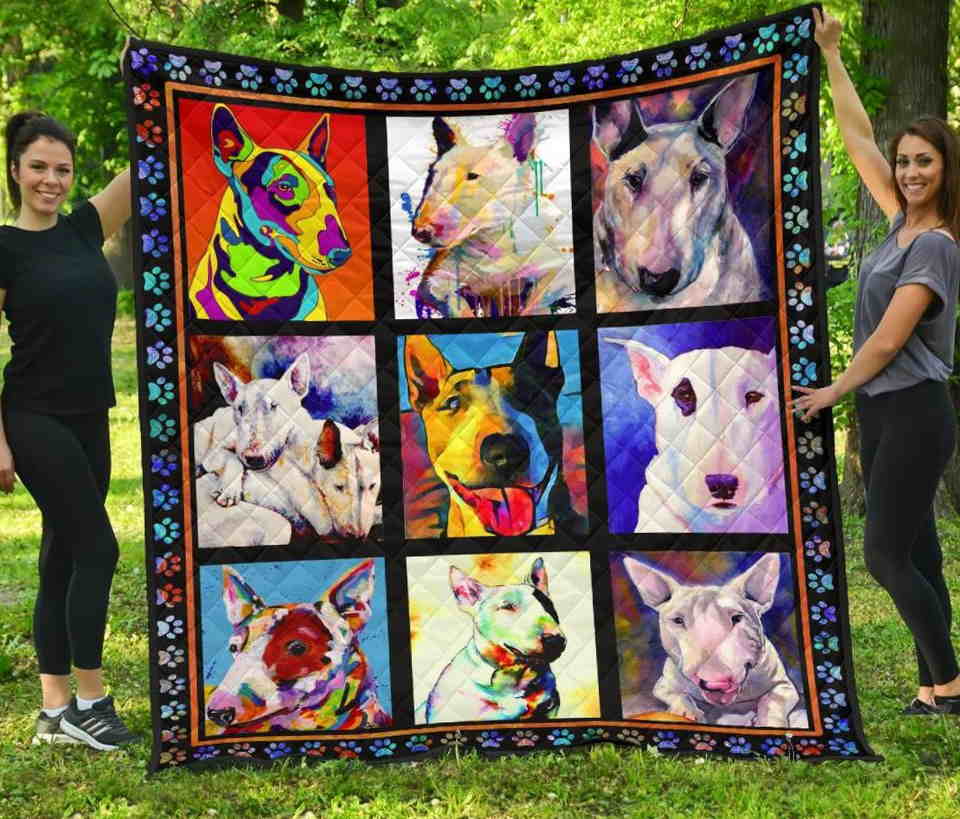 Bull Terrier Colorful Bull Terrier Quilt Blanket