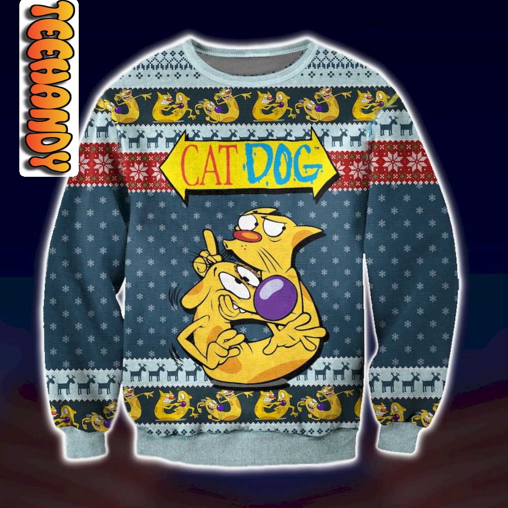 Cat Dog Nickelodeon Ugly Christmas Sweater