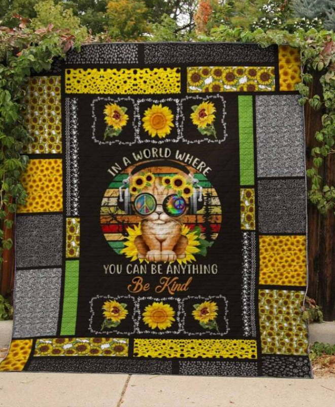 Cat Hippie 3D Quilt Blanket