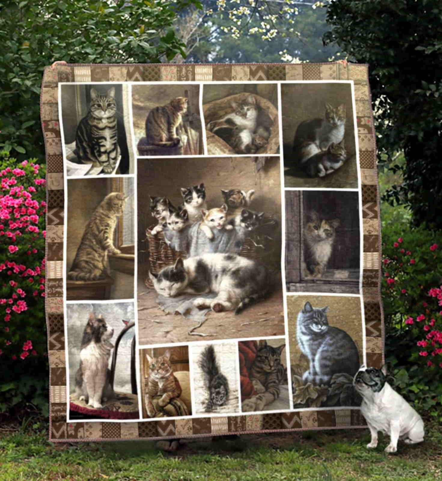 Cat The Old Day Quilt Blanket