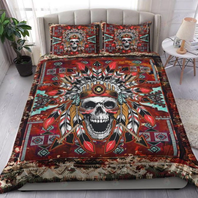 Chief Skull Native America Pattern 3D Bedding Set