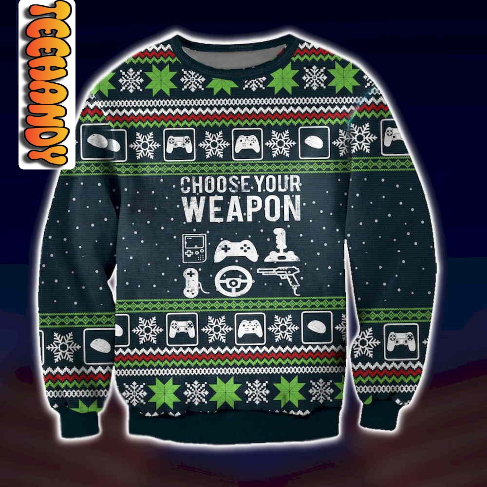 Choose Your Weapon Gamers Ugly Christmas Sweater