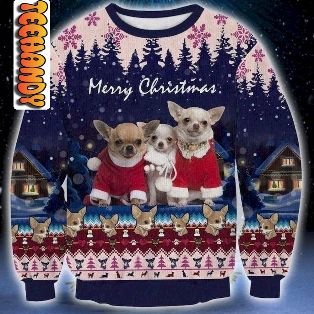 Christmas Chihuahua Ugly 3D Sweater