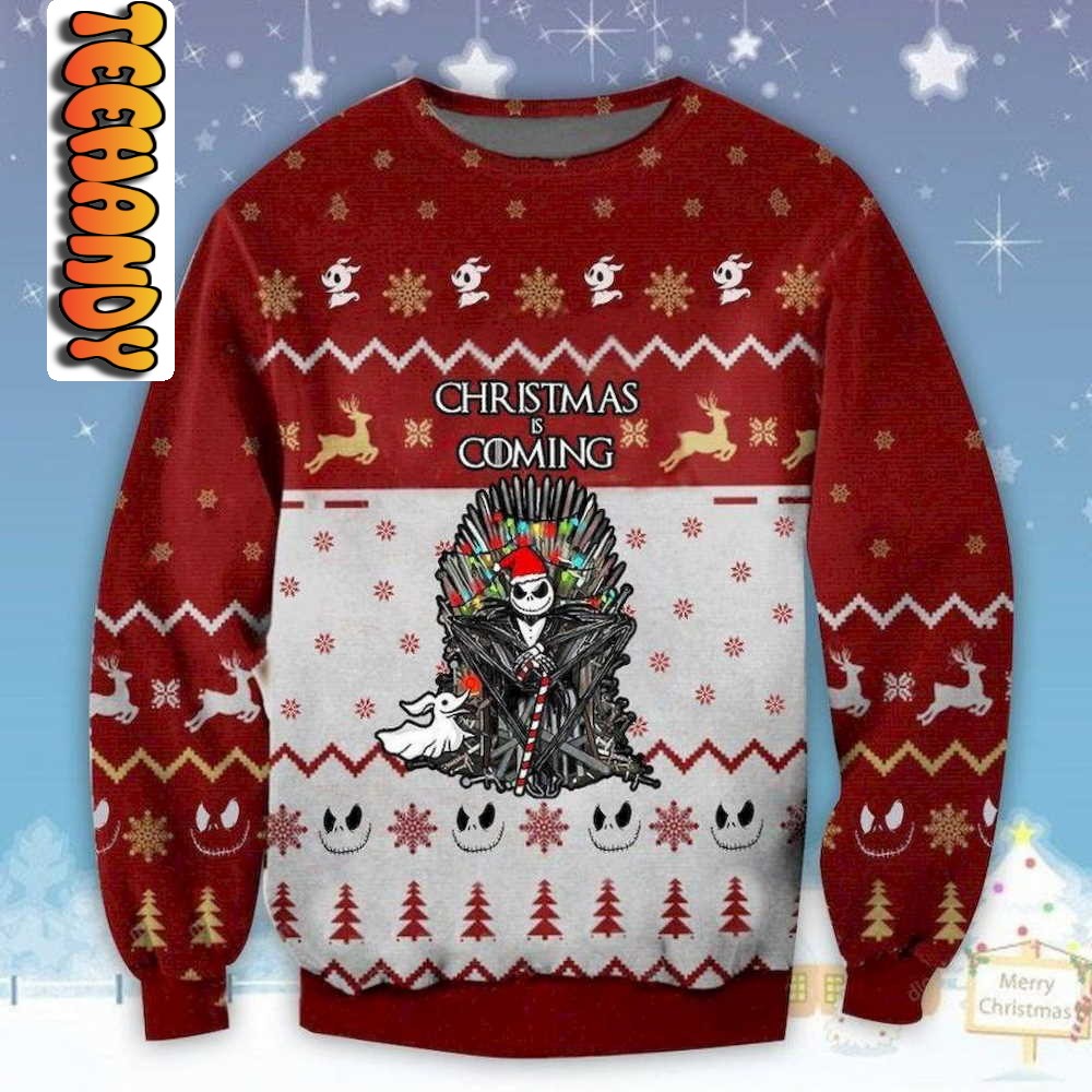 Christmas Is Coming With Jack Skellington Ugly Christmas Sweater