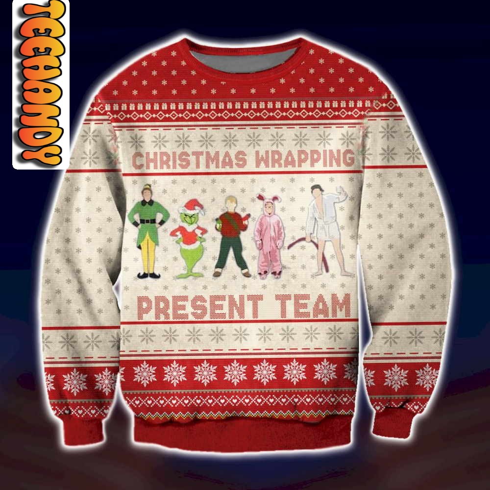 Christmas Wrapping Present Team Ugly Christmas Sweater