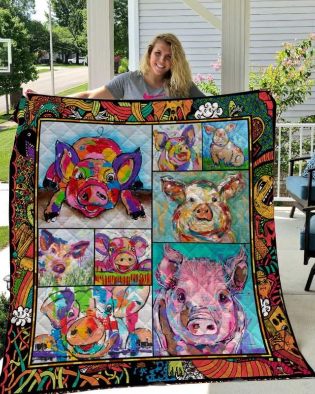 Color Pigs  All Over Printed 3D Quilt Blanket