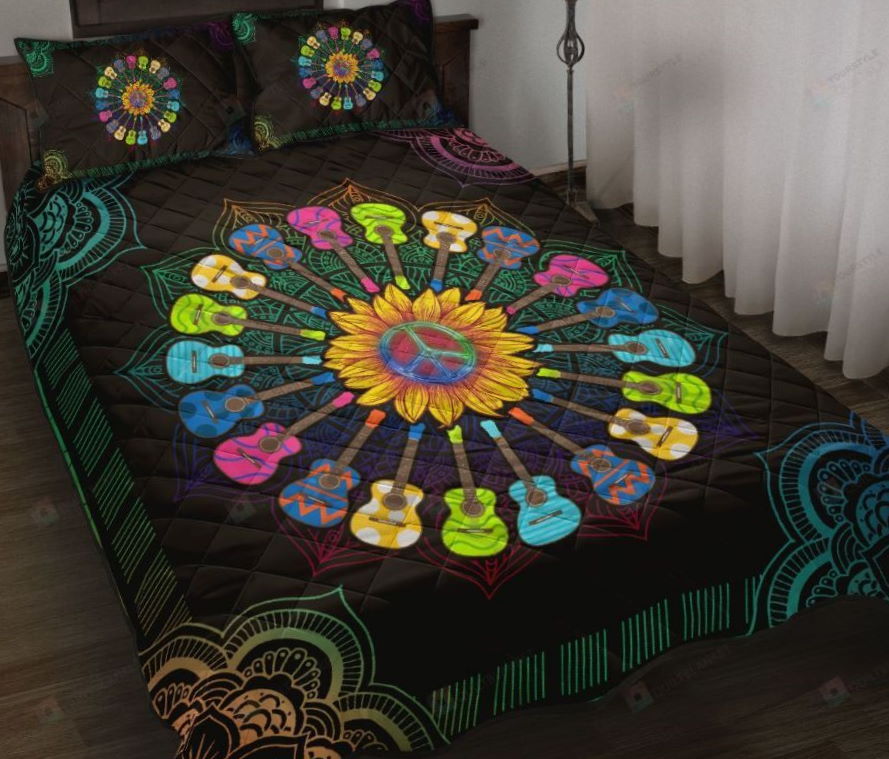 Colorful Sunflower Guitars 3D Bedding Set