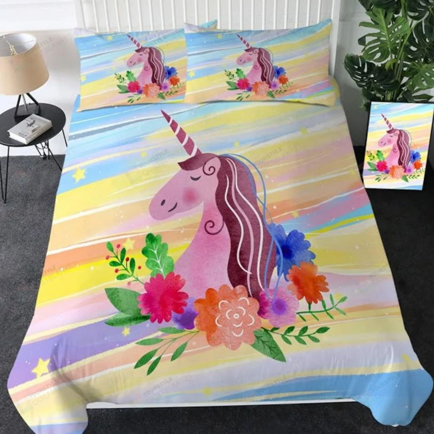 Colorful Unicorn 3D Bedding Set