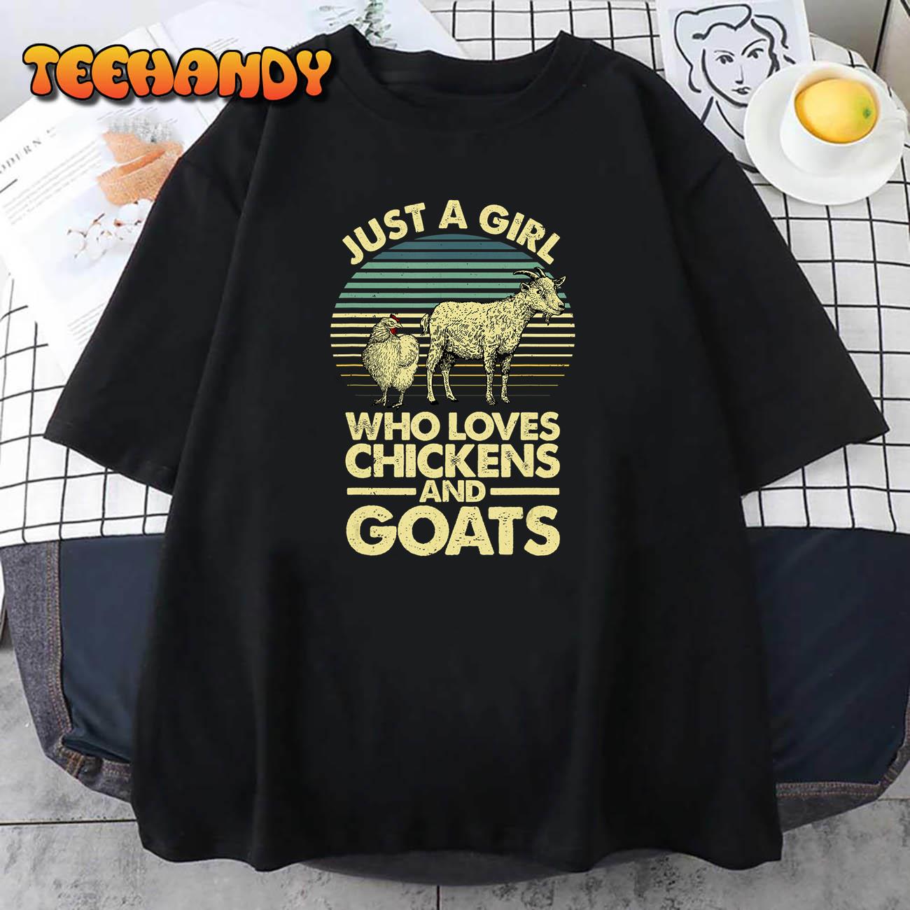 Cool Chicken Goat For Women Girls Chicken Farmer Goat Lovers Unisex T-Shirt