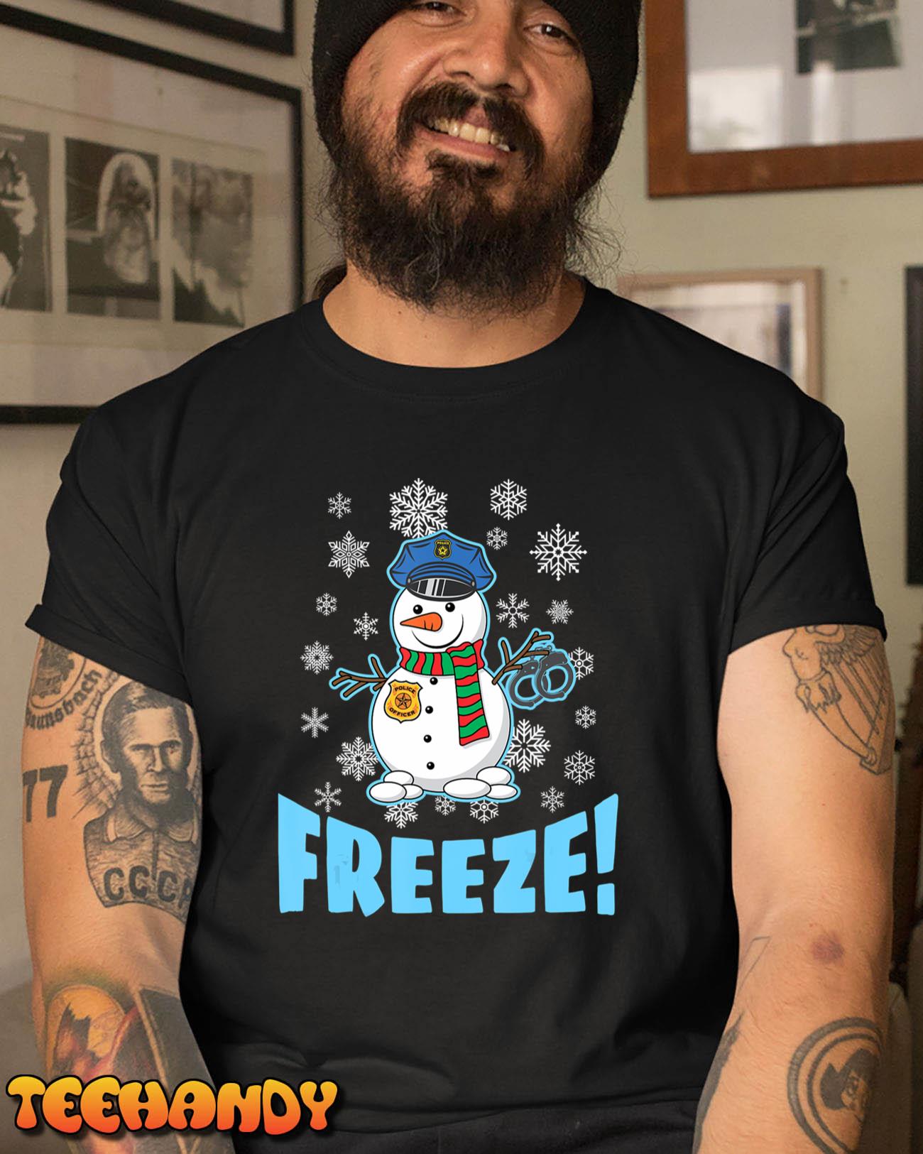 Cop Snowman, Ugly Christmas For Men Women, Funny Holiday T-Shirt