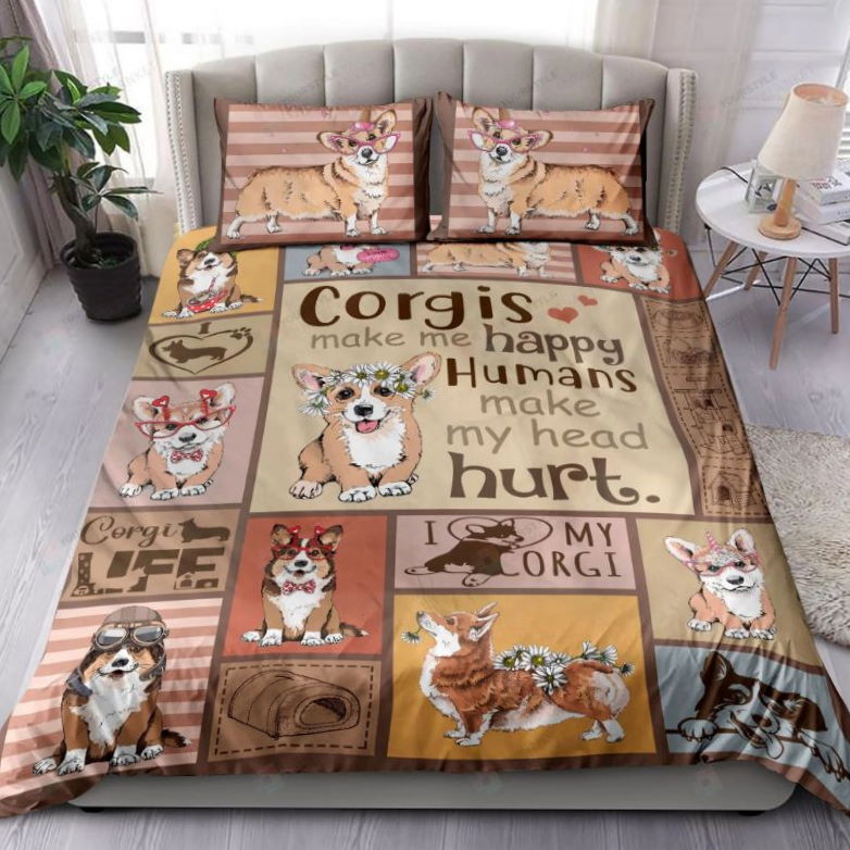 Corgi Dog Make Me Happy 3D Bedding Set