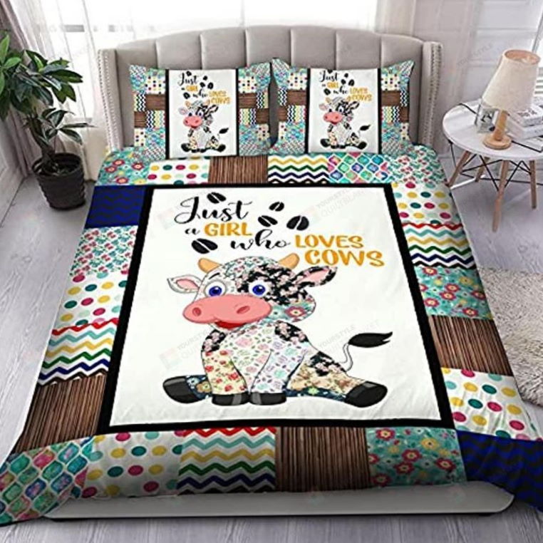 Cow Just Girl Who Loves Cows Spread 3D Bedding Set