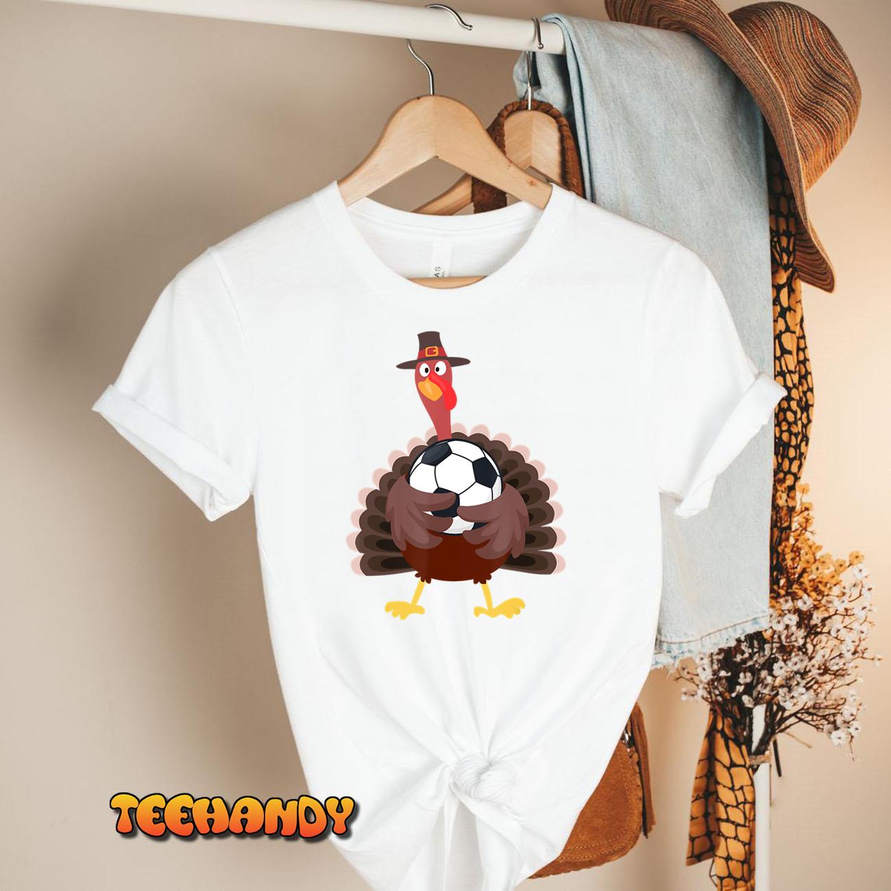 Cute Funny Soccer Thanksgiving Turkey Boys T-Shirt