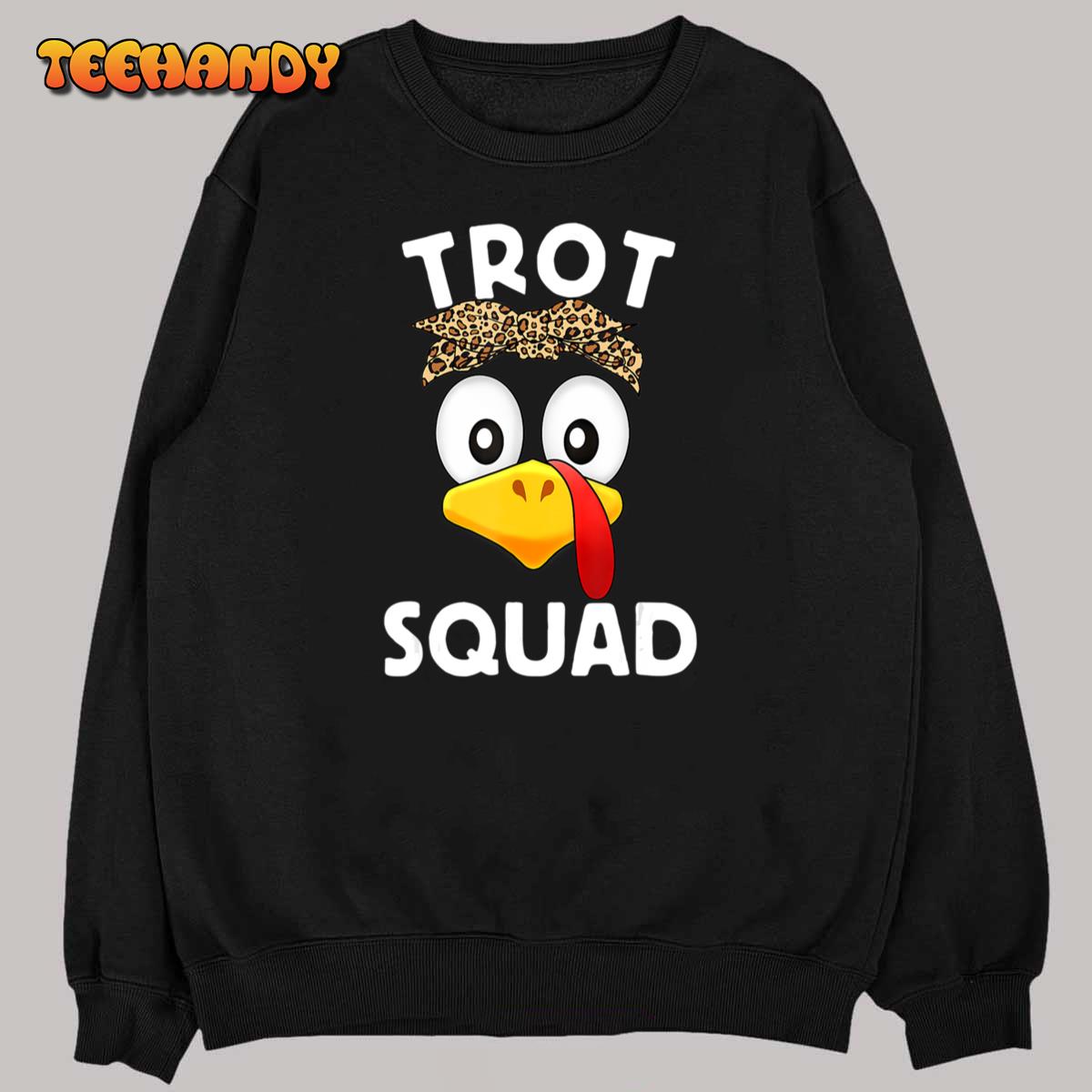 Cute Leopard Turkey Trot Squad Thanksgiving Day Girls Kids T-Shirt