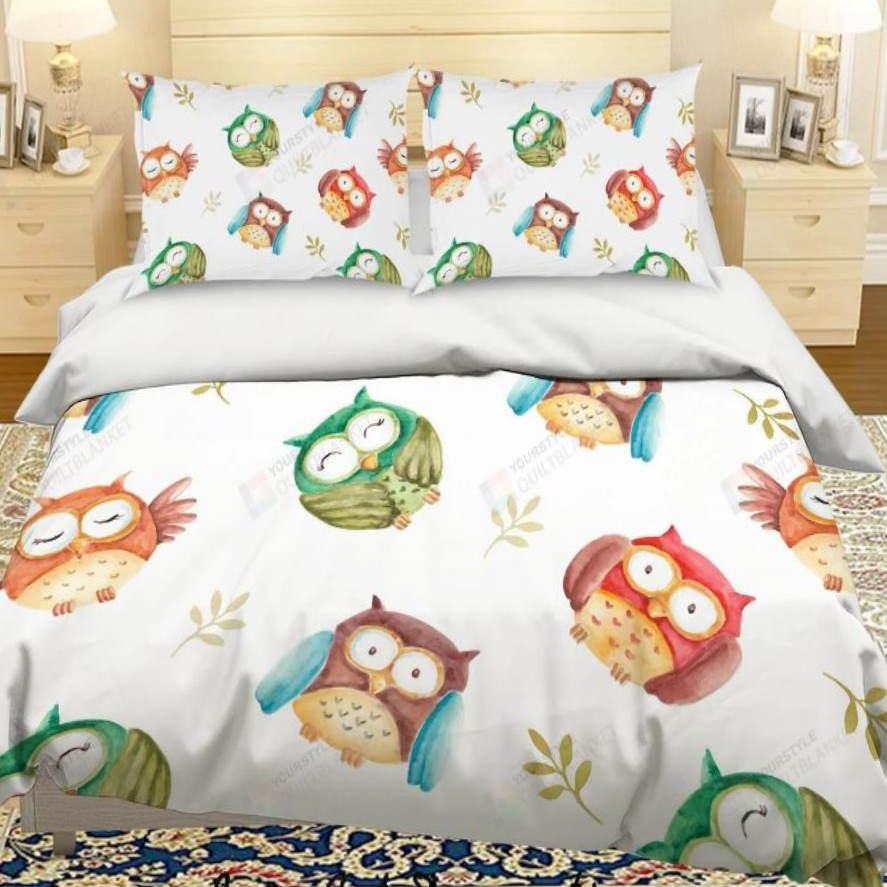 Cute Owl Pattern 3D Bedding Set