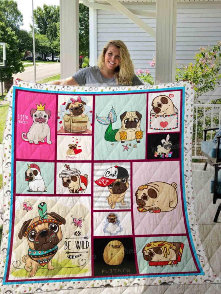 Cute Pug 3D Quilt Blanket